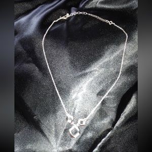 SAQ By AVON Silver and Rhinestone Multi Square Necklace